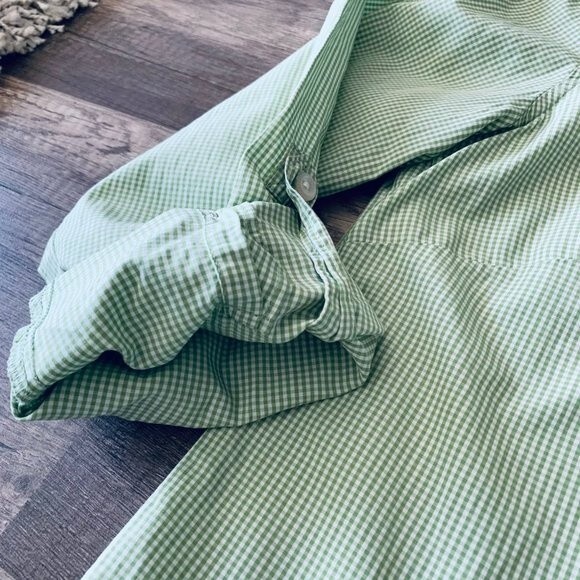 Banana Republic green shirt  Pin checks pattern long sleeve  button shirt size S - Picture 11 of 14